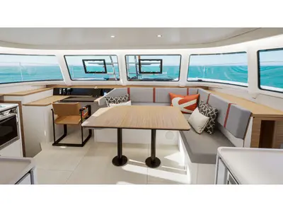 Salon of First Kiss, a Excess 13 catamaran at Dubrovnik, Croatia