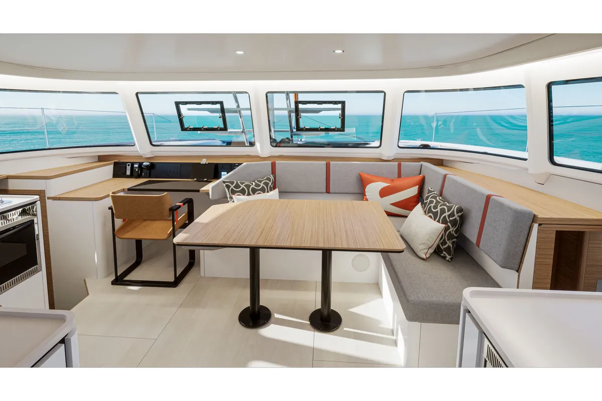 Salon of First Kiss, a Excess 13 catamaran at Dubrovnik, Croatia