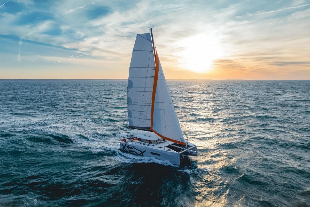 Exterior view of First Kiss, a Excess 13 catamaran at Dubrovnik, Croatia