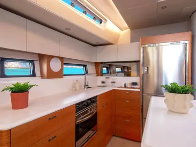 Galley of Art H, a Hanse 590 sailboat at Pirovac, Croatia