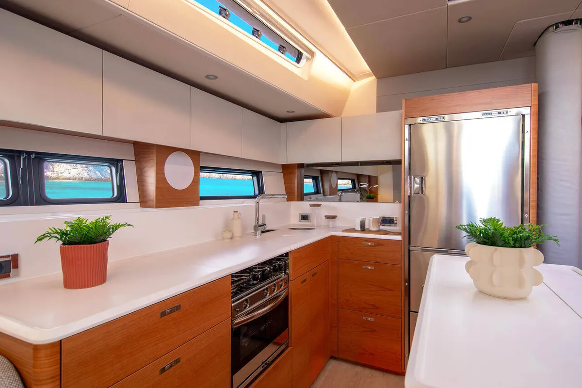 Galley of Art H, a Hanse 590 sailboat at Pirovac, Croatia