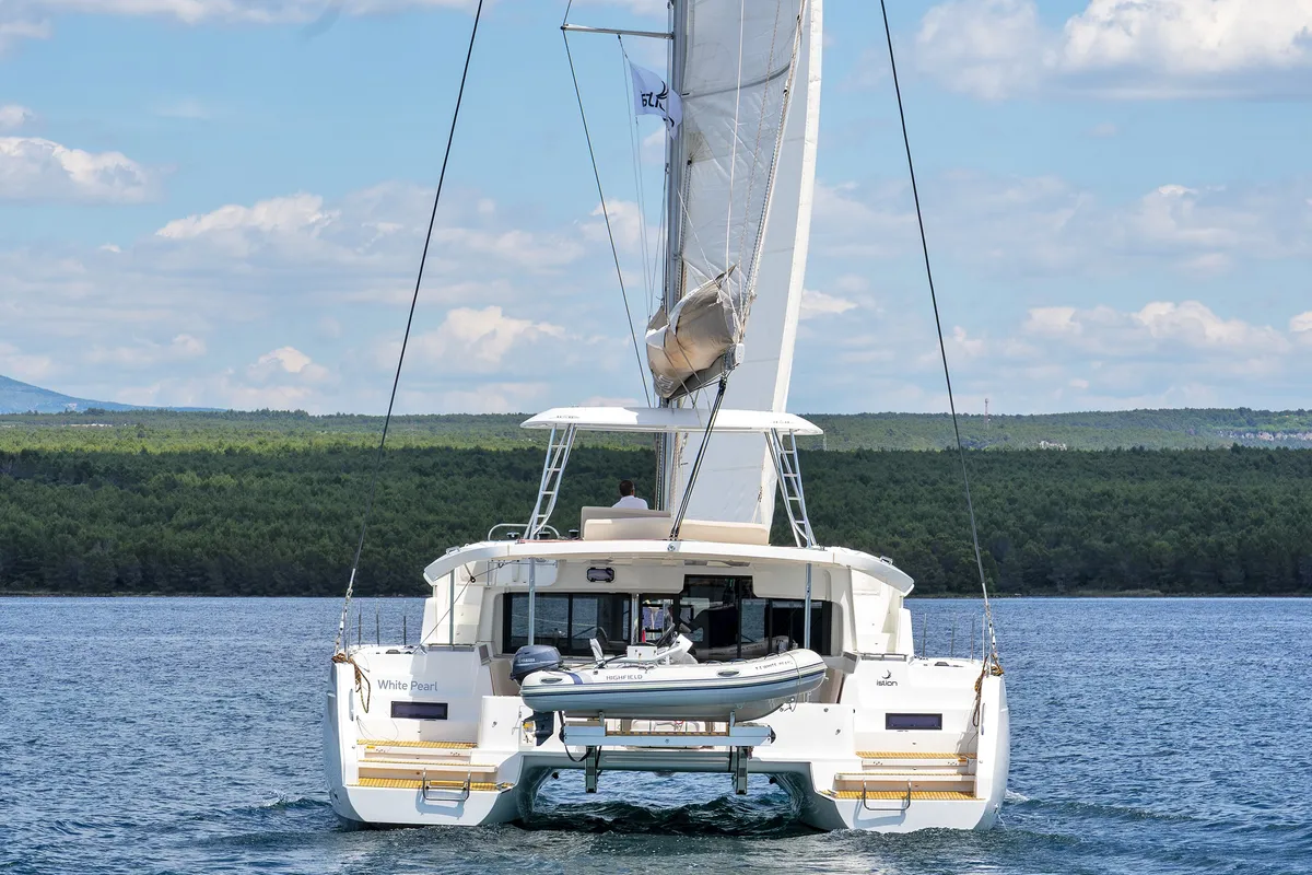 White Pearl, a Lagoon 46 catamaran at Skradin, Croatia