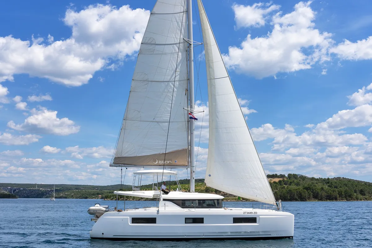 White Pearl, a Lagoon 46 catamaran at Skradin, Croatia