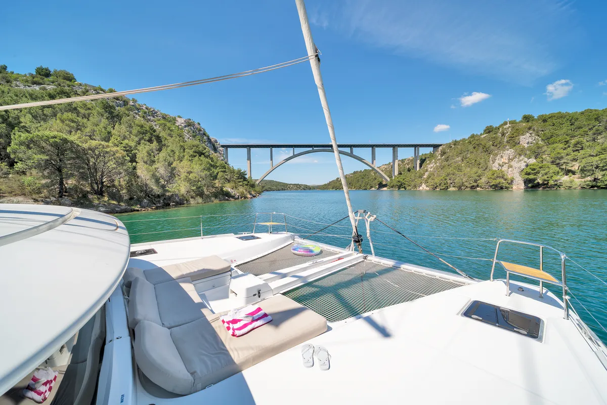 White Pearl, a Lagoon 46 catamaran at Skradin, Croatia