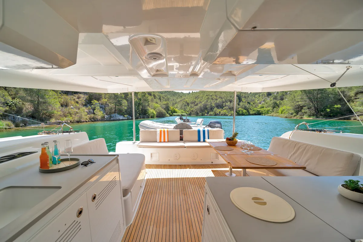 White Pearl, a Lagoon 46 catamaran at Skradin, Croatia