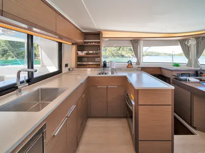 Galley of White Pearl, a Lagoon 46 catamaran at Skradin, Croatia