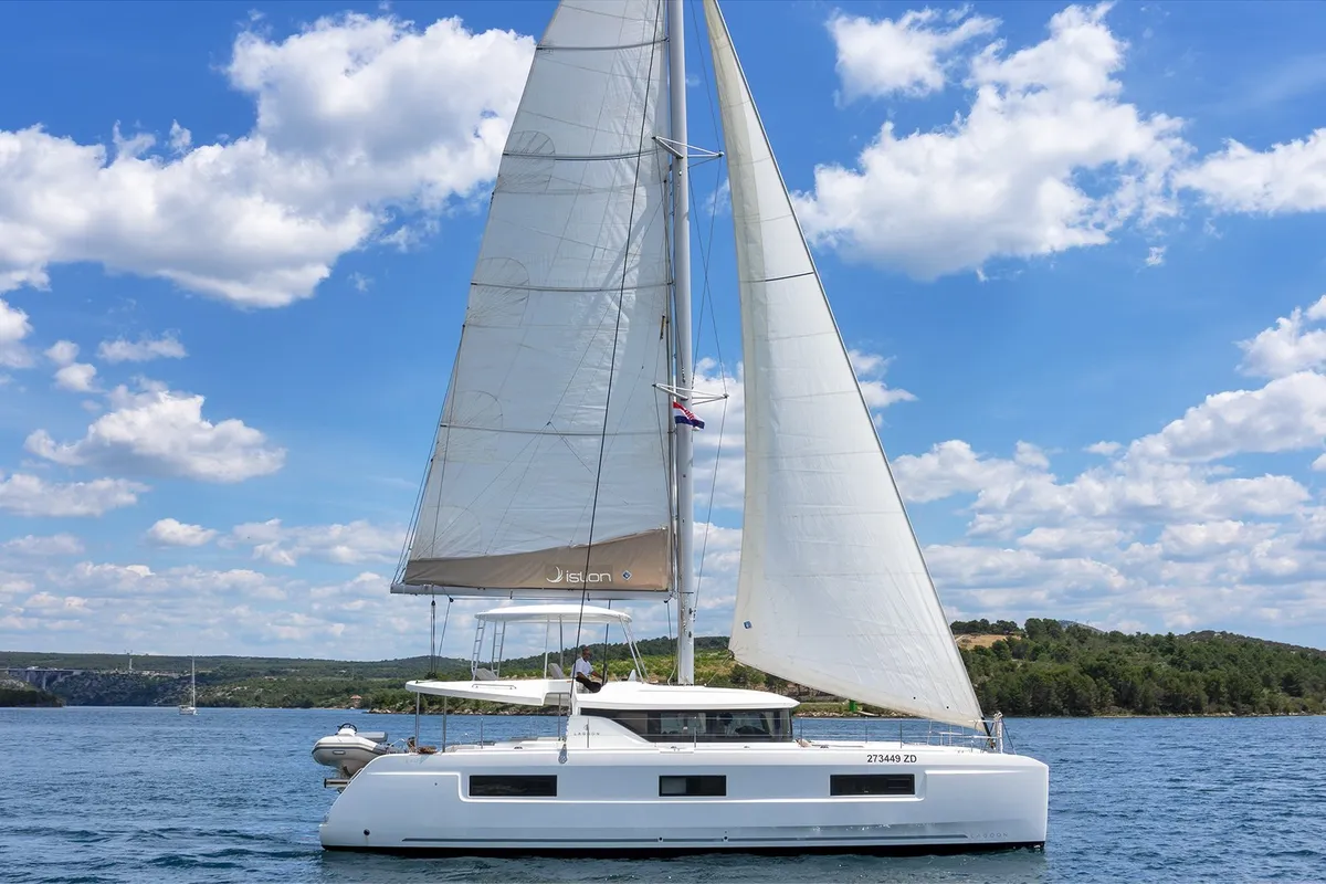 White Pearl, a Lagoon 46 catamaran at Skradin, Croatia