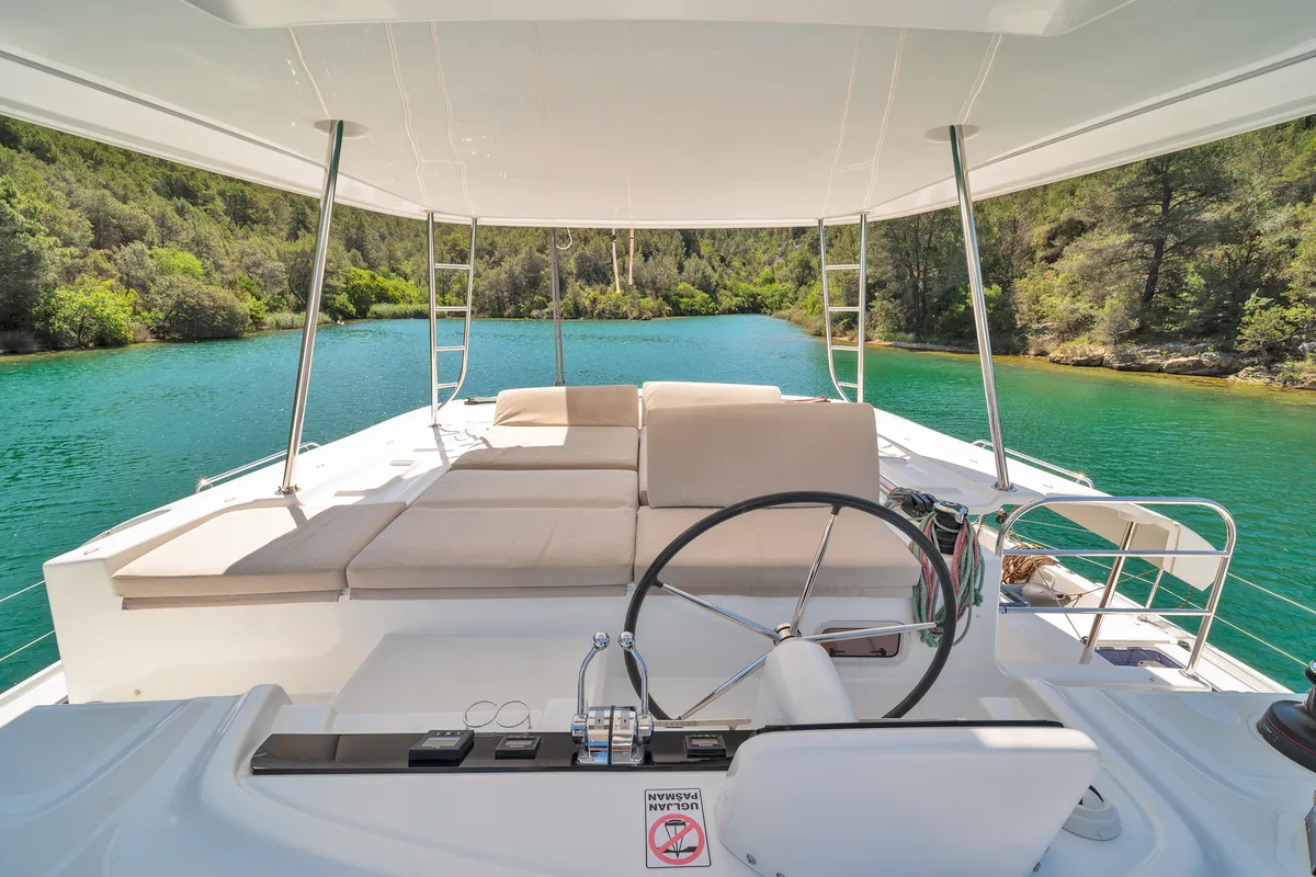 White Pearl, a Lagoon 46 catamaran at Skradin, Croatia