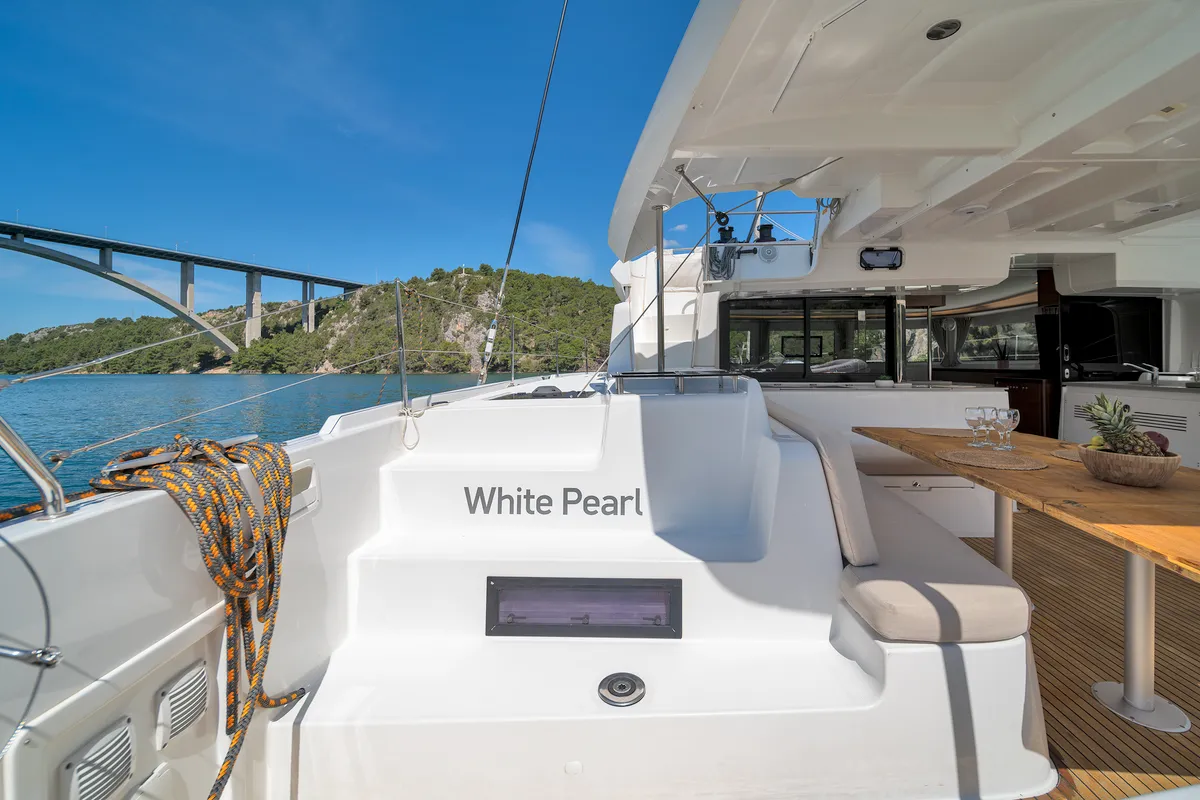 White Pearl, a Lagoon 46 catamaran at Skradin, Croatia