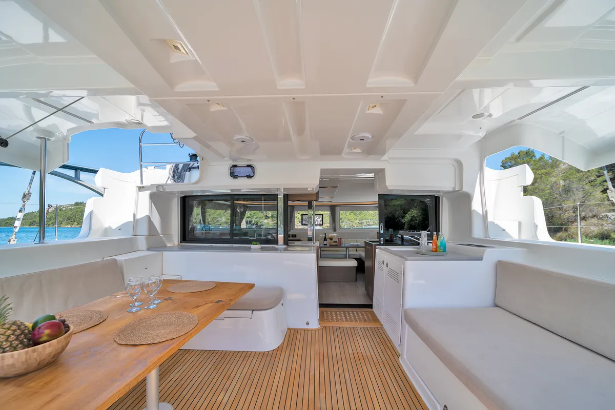White Pearl, a Lagoon 46 catamaran at Skradin, Croatia
