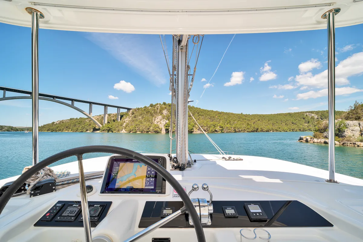 White Pearl, a Lagoon 46 catamaran at Skradin, Croatia