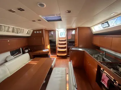 Salon of Ada 3, a Beneteau Oceanis 45 sailboat at Marmaris, Turkey