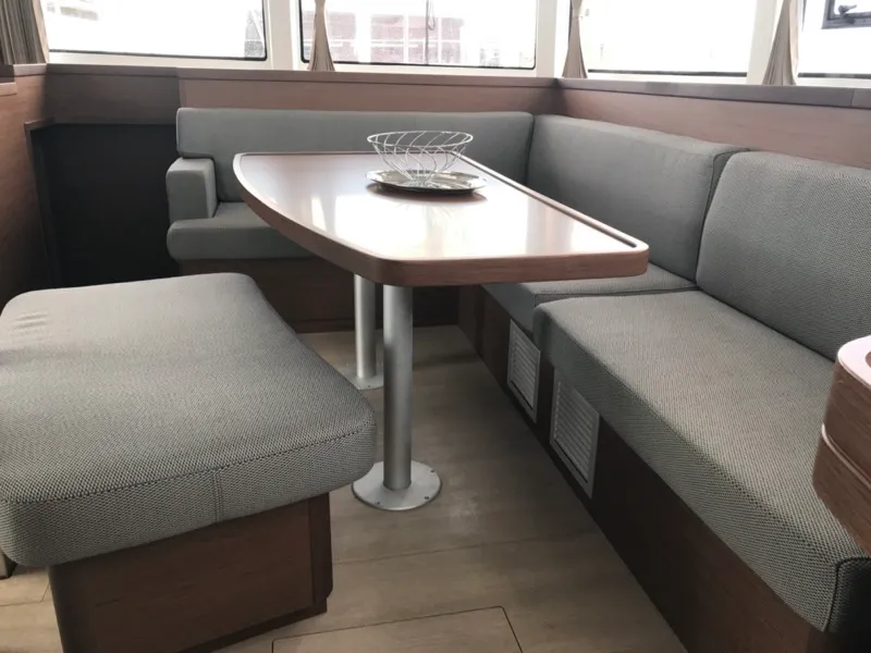 Salon of Sammy, a Lagoon 42 catamaran at Olbia, Italy
