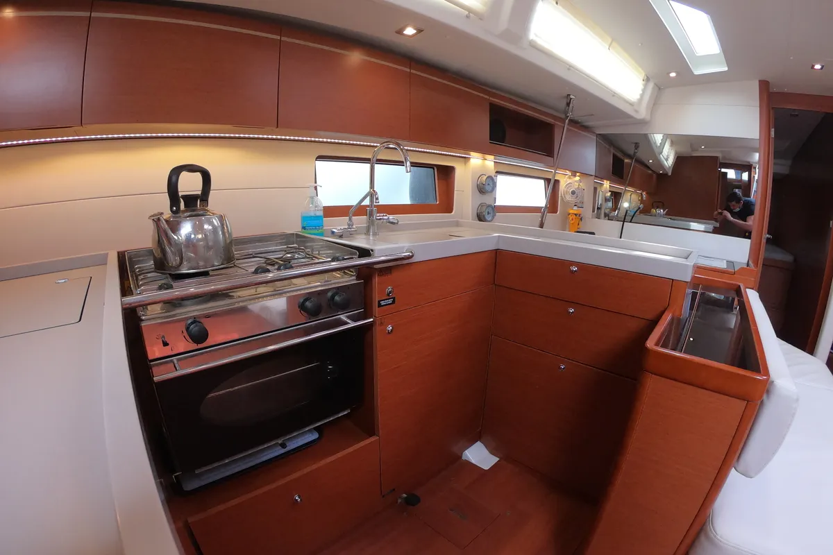 Galley of Famiglia, a Beneteau Oceanis 51.1 sailboat at Athens, Greece