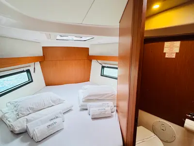 Cabin on Simbad, a Bavaria C38 sailboat at Novi Vinodolski, Croatia