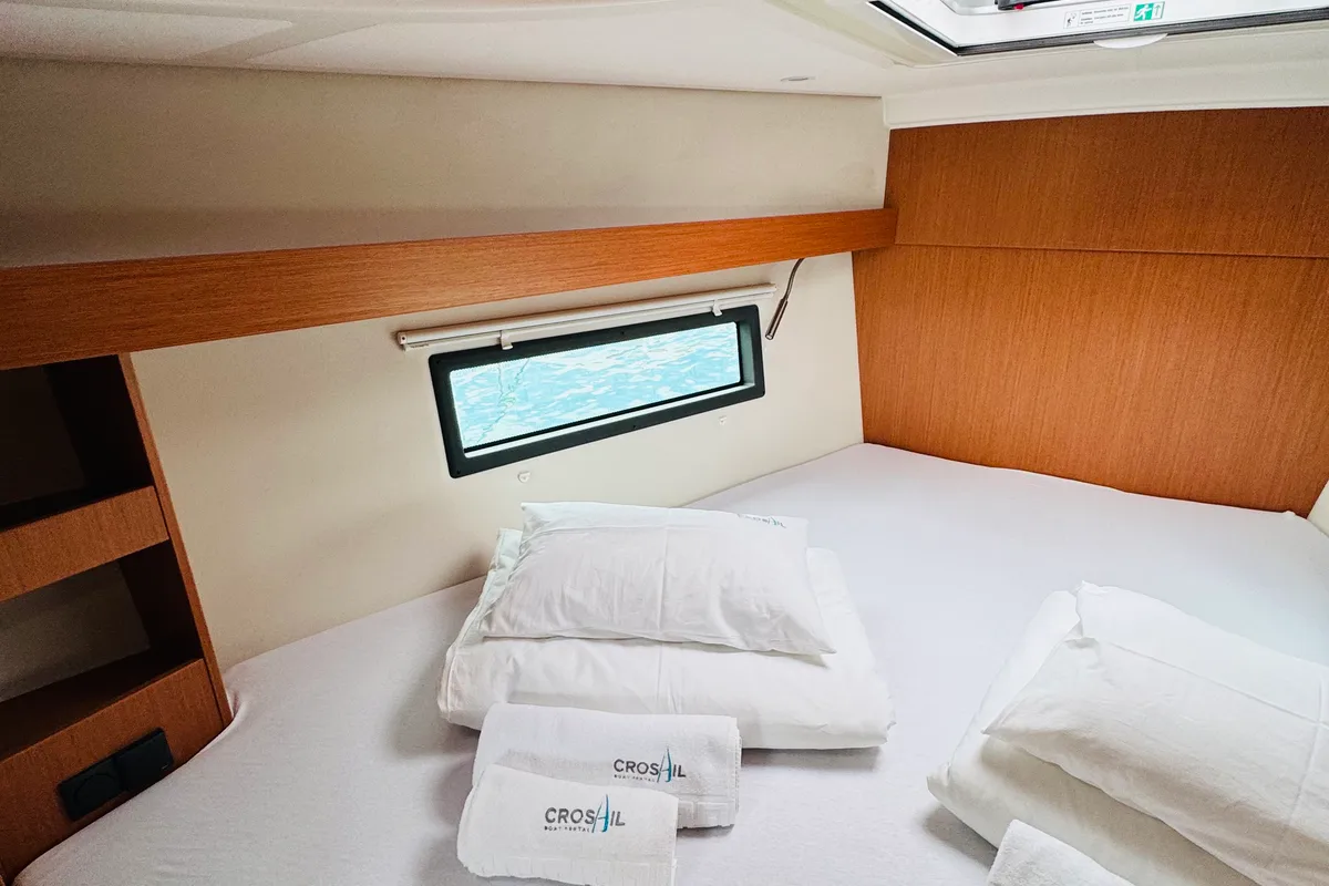 Cabin on Simbad, a Bavaria C38 sailboat at Novi Vinodolski, Croatia