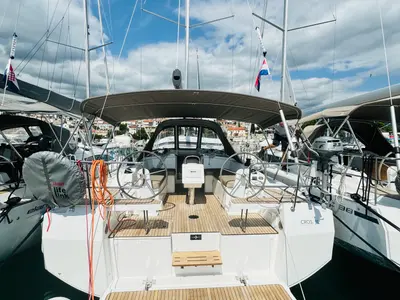 Cockpit of Simbad, a Bavaria C38 sailboat at Novi Vinodolski, Croatia