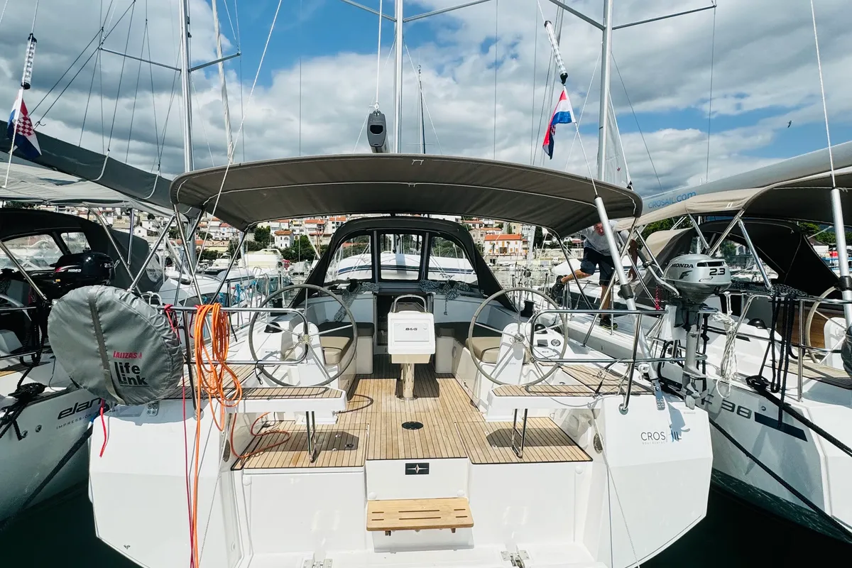 Cockpit of Simbad, a Bavaria C38 sailboat at Novi Vinodolski, Croatia