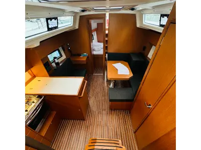 Salon of Simbad, a Bavaria C38 sailboat at Novi Vinodolski, Croatia
