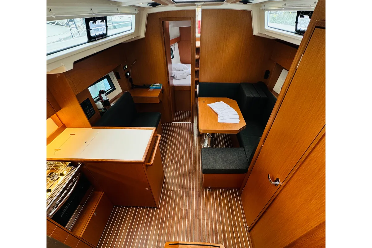 Salon of Simbad, a Bavaria C38 sailboat at Novi Vinodolski, Croatia