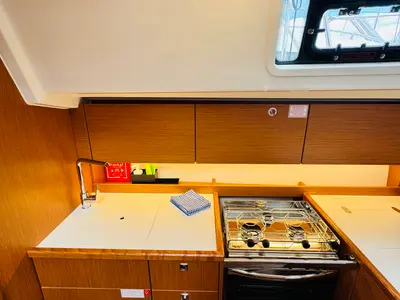 Galley of Simbad, a Bavaria C38 sailboat at Novi Vinodolski, Croatia