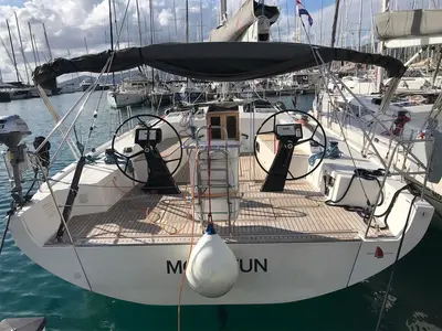 Cockpit of More Fun, a More 55 sailboat at Grad Kaštela, Croatia