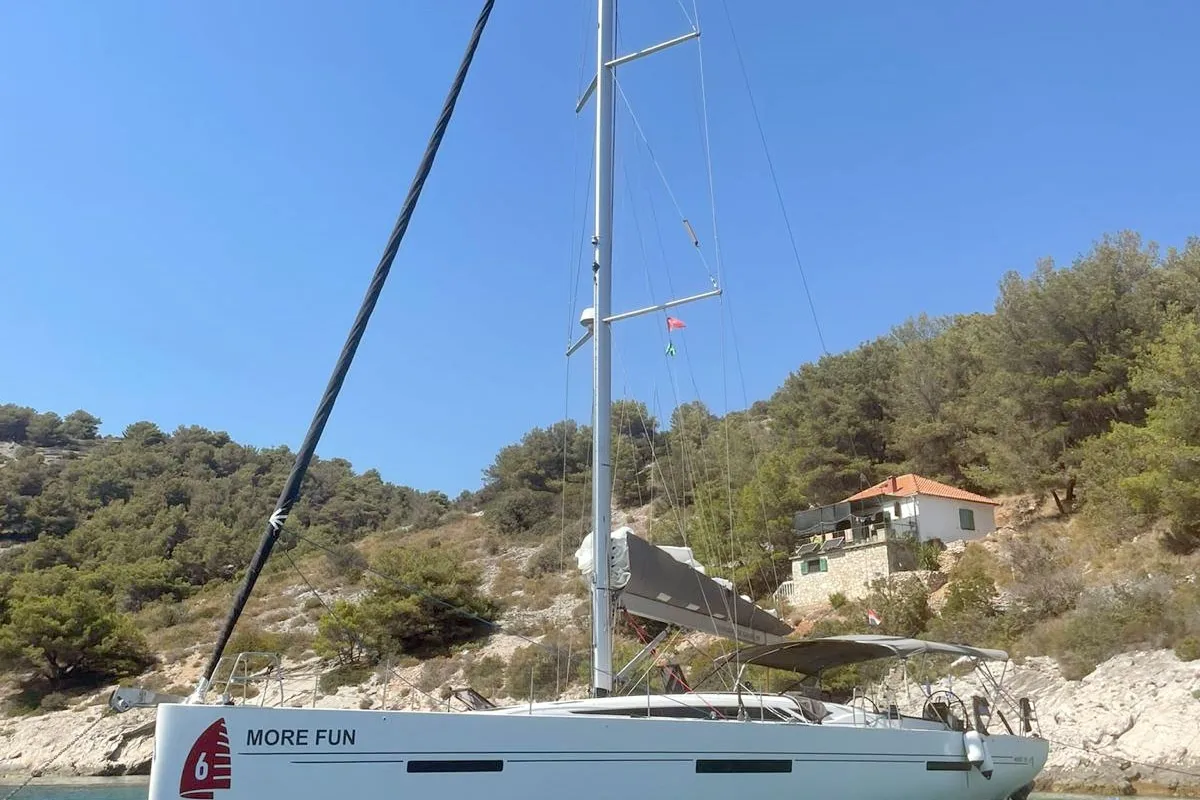 Exterior view of More Fun, a More 55 sailboat at Grad Kaštela, Croatia