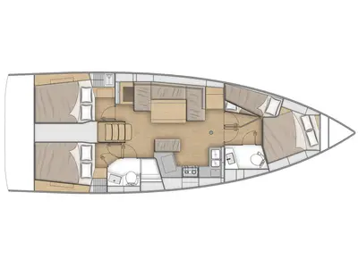 Floor plan of Ithaca, a Beneteau Oceanis 40.1 sailboat at Athens, Greece