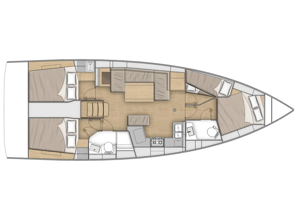Floor plan of Ithaca, a Beneteau Oceanis 40.1 sailboat at Athens, Greece