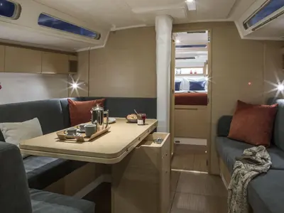 Salon of Alive, a X-Yachts X4³ sailboat at Flensburg, Germany