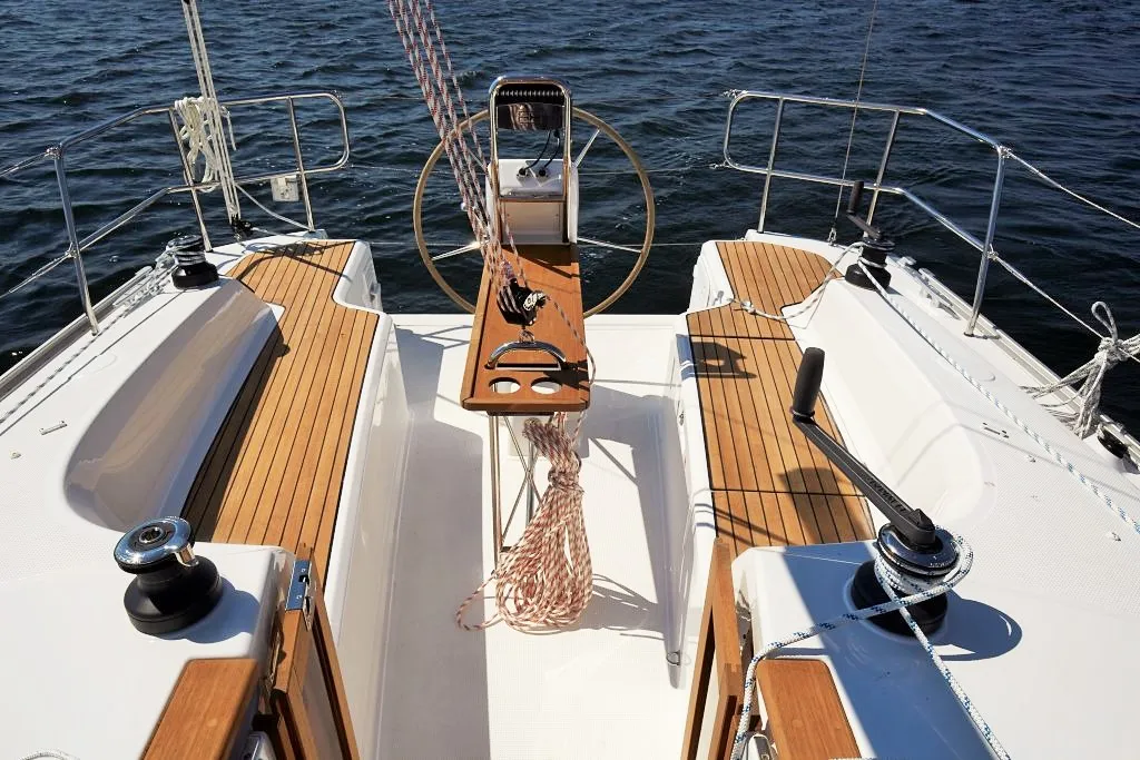Cockpit of Jetset 05, a Bavaria Easy 9.7 sailboat at Mai Khao, Thailand