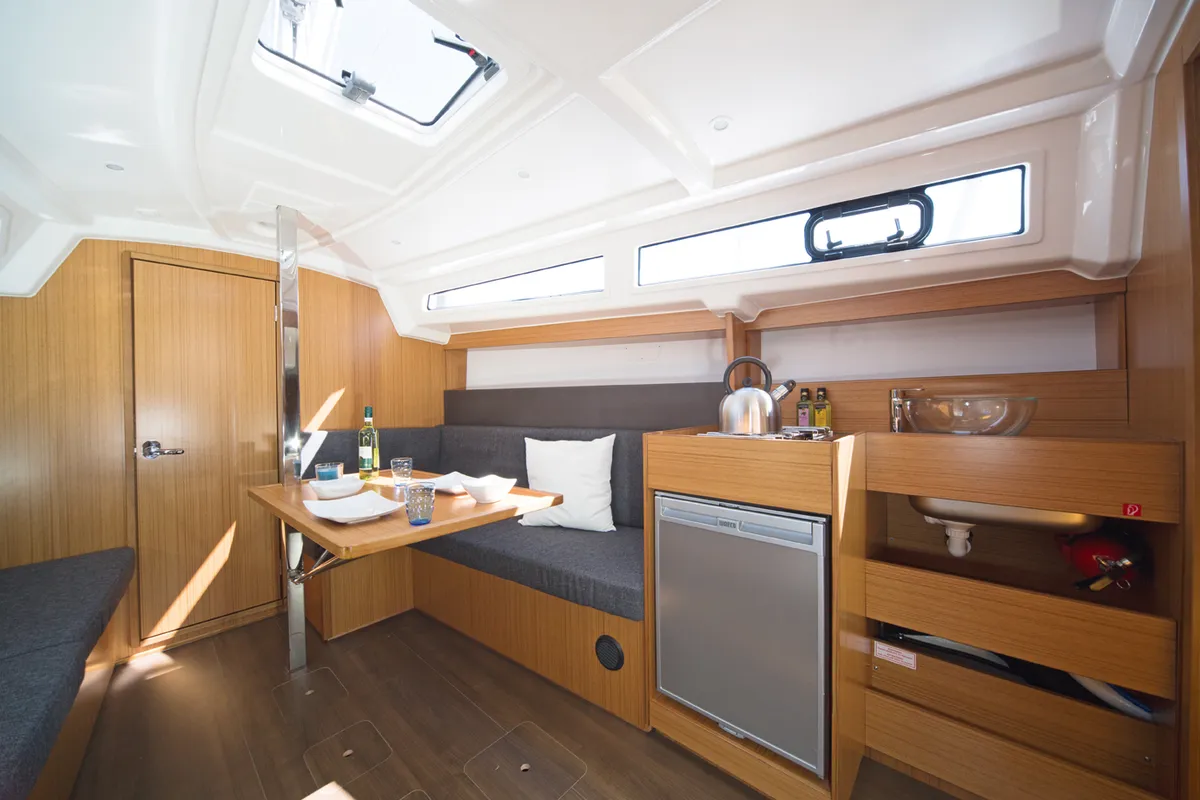 Salon of Jetset 05, a Bavaria Easy 9.7 sailboat at Mai Khao, Thailand