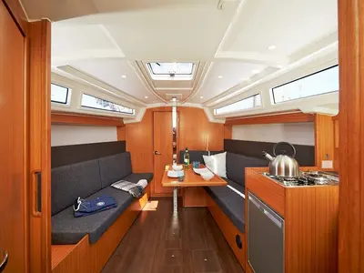 Salon of Jetset 05, a Bavaria Easy 9.7 sailboat at Mai Khao, Thailand