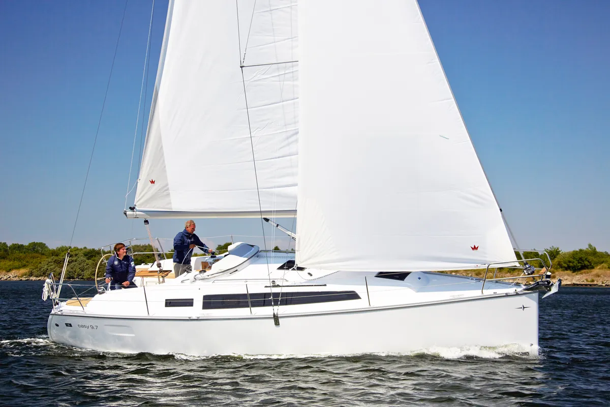 Exterior view of Jetset 05, a Bavaria Easy 9.7 sailboat at Mai Khao, Thailand