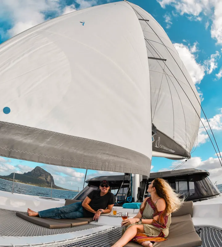 Deck of Sea Spirit, a Nautitech 40 Open catamaran at Grande Rivière Noire VCA, Mauritius