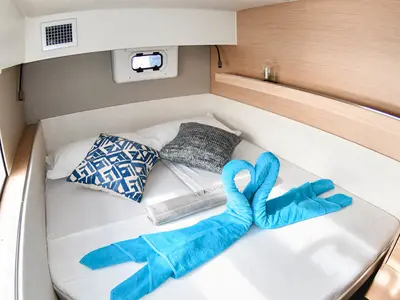 Cabin on Sea Spirit, a Nautitech 40 Open catamaran at Grande Rivière Noire VCA, Mauritius