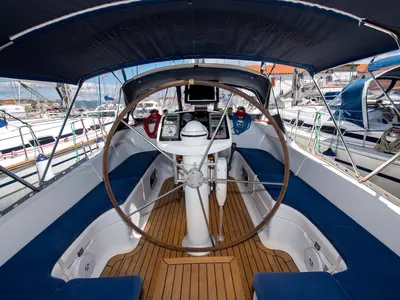 Cockpit of Palmizana, a Jeanneau Sun Odyssey 42.2 Exclusive sailboat at Grad Trogir, Croatia