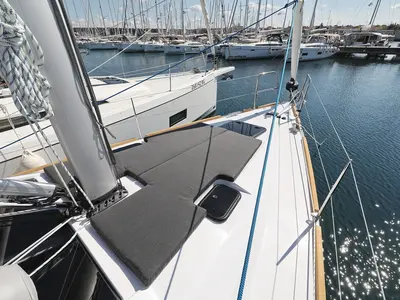 Deck of Kaya, a Elan Impression 40.1 sailboat at Biograd na Moru, Croatia