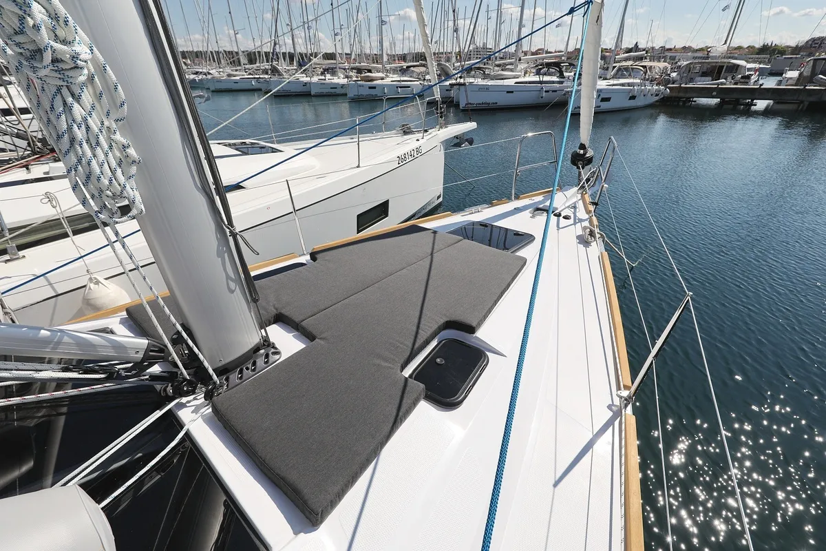 Deck of Kaya, a Elan Impression 40.1 sailboat at Biograd na Moru, Croatia