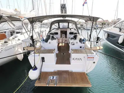 Cockpit of Kaya, a Elan Impression 40.1 sailboat at Biograd na Moru, Croatia