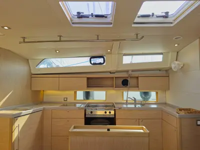 Galley of Sail Away (Refit 2025 - A/C - Electric Heads), a Beneteau Oceanis 46.1 sailboat at Athens, Greece