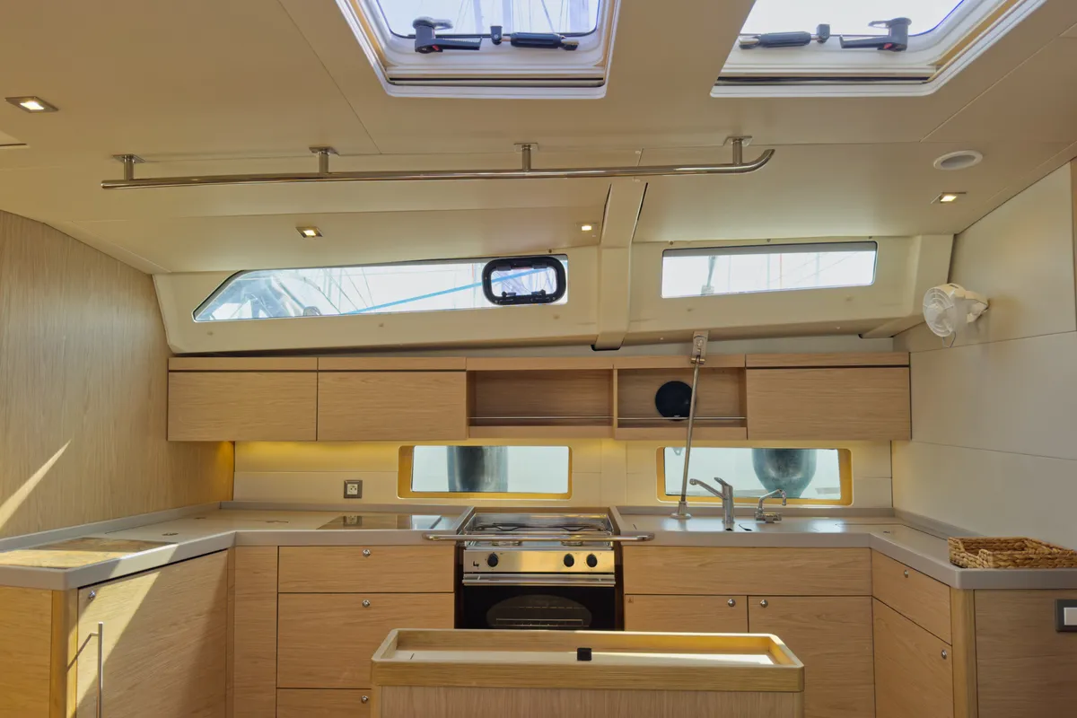 Galley of Sail Away (Refit 2025 - A/C - Electric Heads), a Beneteau Oceanis 46.1 sailboat at Athens, Greece