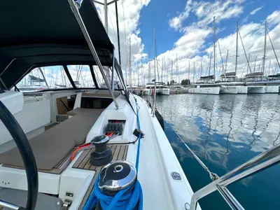 Deck of Sail Away (Refit 2025 - A/C - Electric Heads), a Beneteau Oceanis 46.1 sailboat at Athens, Greece