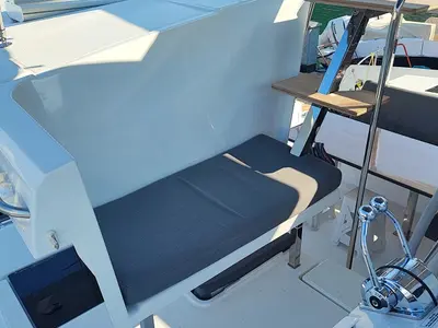 Cockpit of Fountaine Pajot Isla 40, a catamaran at Fethiye, Turkey