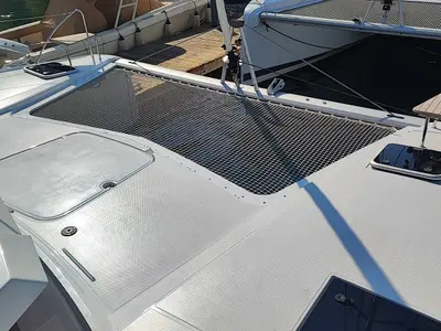 Deck of Fountaine Pajot Isla 40, a catamaran at Fethiye, Turkey