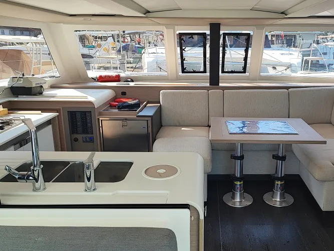 Galley of Fountaine Pajot Isla 40, a catamaran at Fethiye, Turkey