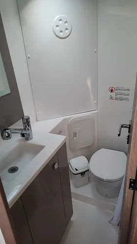 Head on Fountaine Pajot Isla 40, a catamaran at Fethiye, Turkey