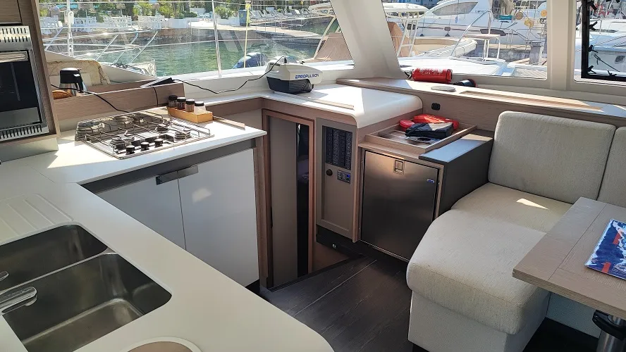 Galley of Fountaine Pajot Isla 40, a catamaran at Fethiye, Turkey