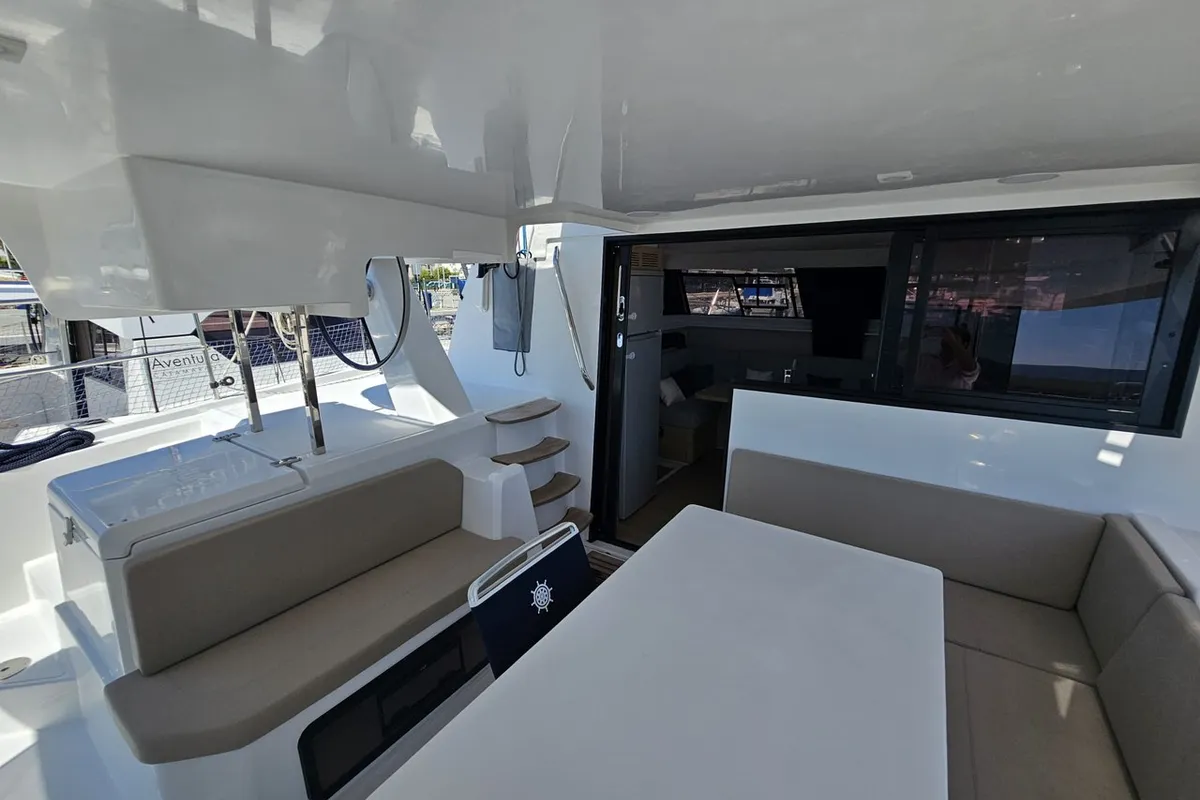 Deck of Cap Bon, a Aventura 37 catamaran at Novi Vinodolski, Croatia