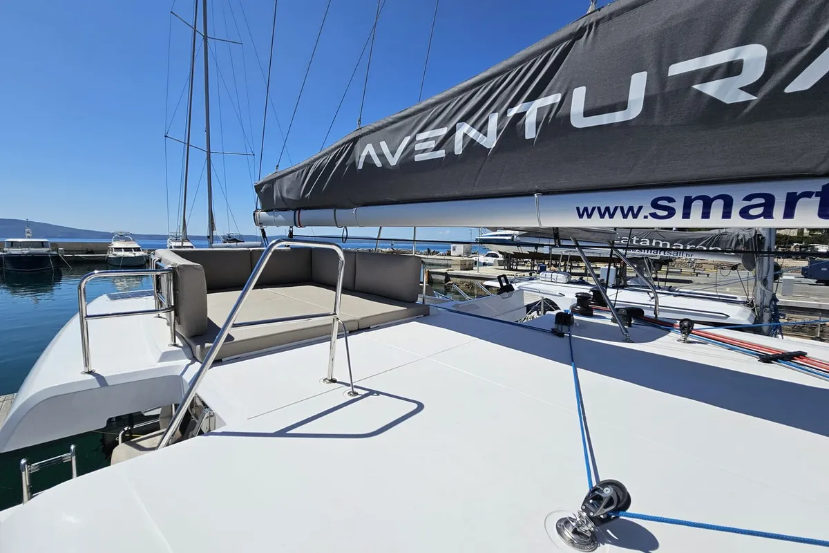 Deck of Cap Bon, a Aventura 37 catamaran at Novi Vinodolski, Croatia